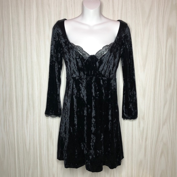 Free People Kat Lace Faux Wrap Velvet Mini Dress - Picture 3 of 11